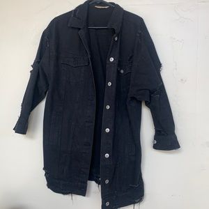 Black distressed denim jacket